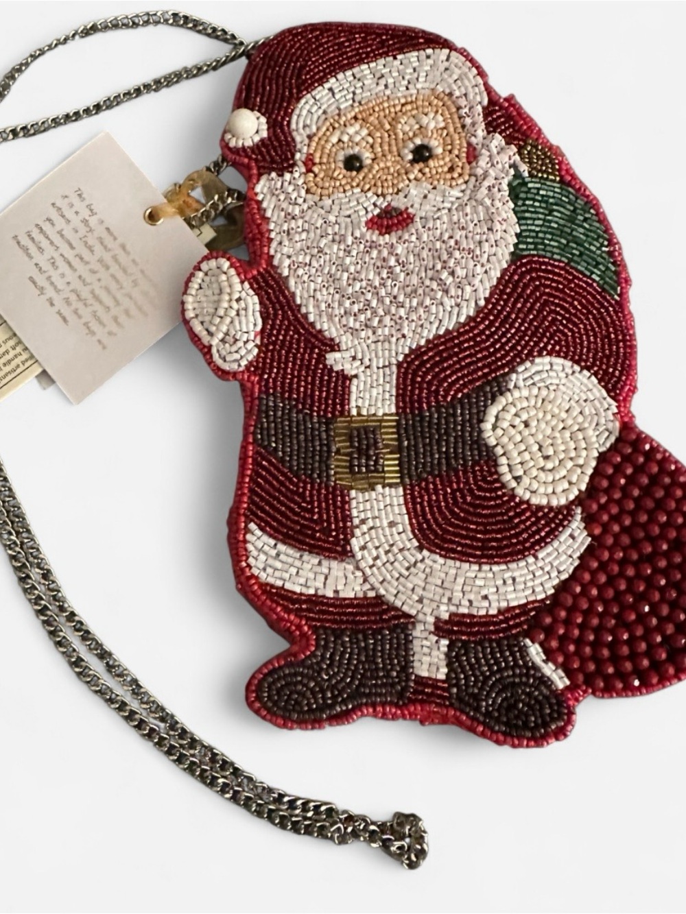 Beaded Santa Crossbody Bag in Red - Festive Women’s Accessory